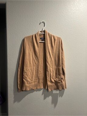 Lands' End women's Open-Front Tan/Camel Cardigan